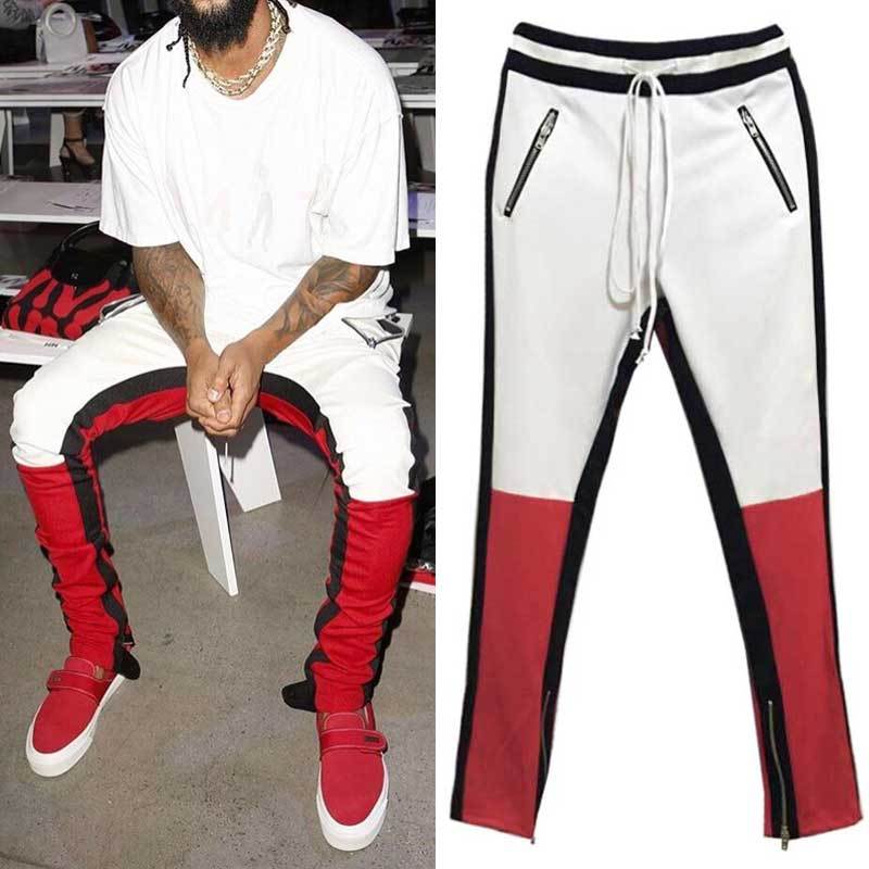 red white track pants